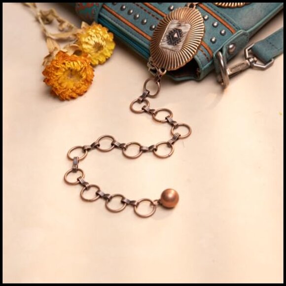 Western Concho Metal Chain Belt Adjustable Boho Chic Cowgirl Style Accessory main image 6